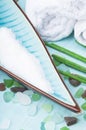 Aromatic sticks and sea salt for spa Royalty Free Stock Photo