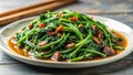 Aromatic stir-fried greens with garlic and chili flakes. Generative AI Royalty Free Stock Photo