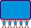 Aron Robot Family Standing Together Model A1 Blue Red Gray Royalty Free Stock Photo