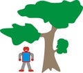 Aron Robot Standing Near Tree Model A1 Blue Red Gray Royalty Free Stock Photo