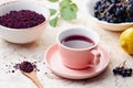 Aronia berry tea in a cup