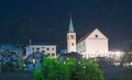 Aronzo at night, Italy. Town center in the heart of Dolomites Royalty Free Stock Photo