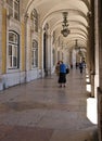Arcades at the Praca de Comercio in Lisbon - Portugal