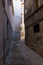Around a corner and down a medieval street in an ancient Spanish town Royalty Free Stock Photo