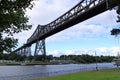 around the railway High Bridge with camping caravan area in Rendsburg in Germany Royalty Free Stock Photo