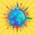 Around the World - flat design travel composition Royalty Free Stock Photo
