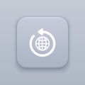 Around the world, gray vector button with white icon