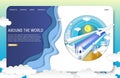 Vector paper cut travel landing page website template Royalty Free Stock Photo