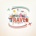 Around the world travel background Royalty Free Stock Photo