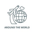 Around the world vector line icon, linear concept, outline sign, symbol Royalty Free Stock Photo