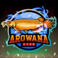 Golden arowana mascot. esport logo design Royalty Free Stock Photo