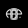 ARP abstract monogram circle logo design on black background. ARP Unique creative initials letter logo