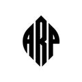 ARP circle letter logo design with circle and ellipse shape. ARP ellipse letters with typographic style. The three initials form a