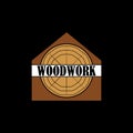 ÃÂ¡arpentry and woodwork logo for company business. Wood log and house. Vector for carpentry, woodworking, woodcraft, sawmill.