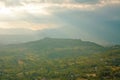 Arpino, italy - panorama with sunrays and clouds
