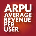 ARPU - Average Revenue Per User acronym, business concept background