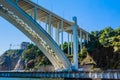 View of Bridge in Porto Portugal, crossing the Douro River and linking Porto with Vila Nova de Gaia