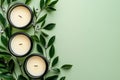 arrange candles with leaves for Aroma Therapy and create Relaxing concept Royalty Free Stock Photo