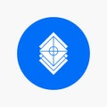 Arrange, design, layers, stack, layer White Glyph Icon in Circle. Vector Button illustration