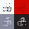 Arrange, design, stack, 3d, box Icon Over Various Background. Line style design, designed for web and app. Eps 10 vector