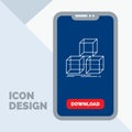 Arrange, design, stack, 3d, box Line Icon in Mobile for Download Page