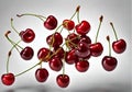 Fresh cherry fruit, on white table bakcground. Royalty Free Stock Photo