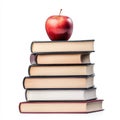Arrange vibrant books with a red apple on a clear background using image Royalty Free Stock Photo