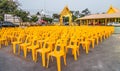 Arrange yellow seat in temple.