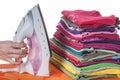 Arranged clothes and iron Royalty Free Stock Photo