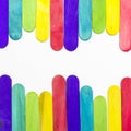 Arranged colorful ice cream sticks