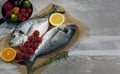 Arranged composition with fresh Mediterranean fish Royalty Free Stock Photo