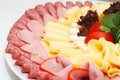 Arranged meat and chees products Royalty Free Stock Photo