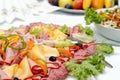 Arranged meat and chees products Royalty Free Stock Photo