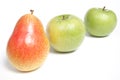 Arranged pear and green apples Royalty Free Stock Photo