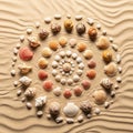 Arranged on rippled sand, an array Royalty Free Stock Photo