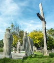 Religious statues standing outside the entrance to Oslob Church,Cebu,Philippines Royalty Free Stock Photo