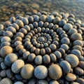 Are arranged in a spiral pattern on the ground creating a visually Royalty Free Stock Photo