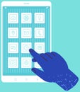 Arrangement of applications in design of phone. Smartphone home screen interface with program icons
