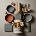 Arrangement of architectural elements and materials in various Royalty Free Stock Photo