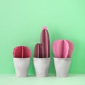 Arrangement of artificial paper cactuses. Royalty Free Stock Photo