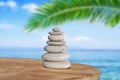 Arrangement of balance pebble stone like symbol of spa harmony