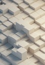 An arrangement of beige cubic blocks creates a three-dimensional geometric pattern. Royalty Free Stock Photo