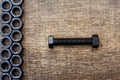 Arrangement of black nut and bolt Royalty Free Stock Photo