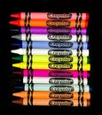 Arrangement of Crayola Crayons on a black backdrop