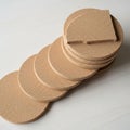 Arrangement creates a cascading visual effect, with each coaster slightly overl Royalty Free Stock Photo
