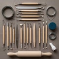 Arrangement and diversity of tools suggest preparation for intricate Royalty Free Stock Photo