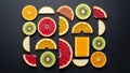 The arrangement emphasizes freshness and diversity of the fruits Royalty Free Stock Photo