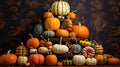 arrangement fall pumpkin background Royalty Free Stock Photo