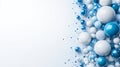 Dynamic arrangement of blue, white, and silver spheres on a light background Royalty Free Stock Photo