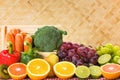 Arrangement fresh fruits and vegetables